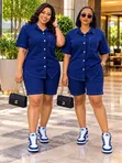Denim Short Set (L-2XL) - 1