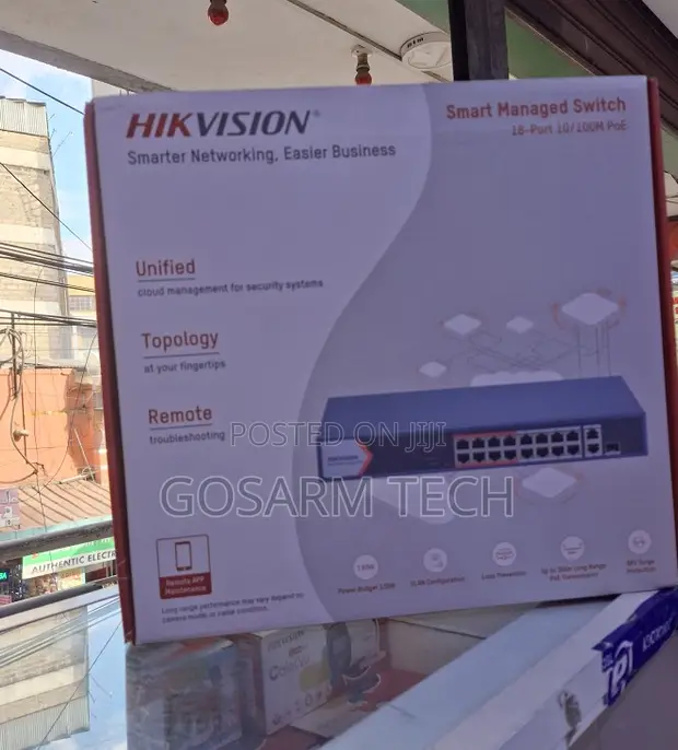 Hikvision 16-Port Smart PoE Switch - 130W for IP CCTV - 1