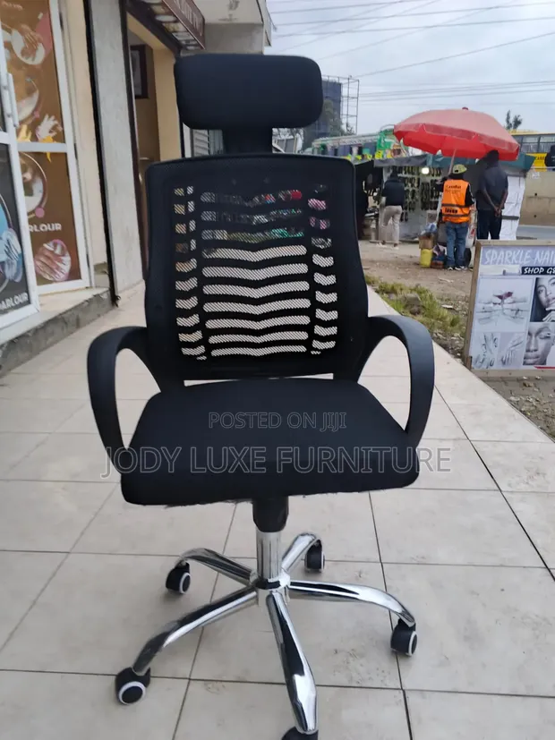 Secretarial Mesh Office Chair with Headrest - 1