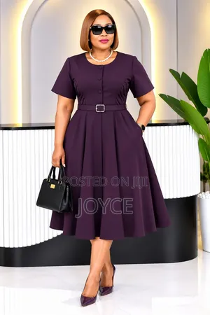 Plain Official Dress with Button Design