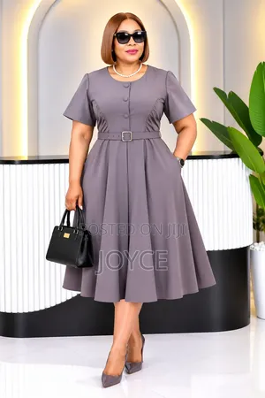 Plain Official Dress with Button Design