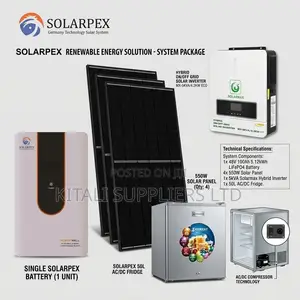 Solarpex 5KVA Hybrid System na 48V 100Ah LiFePO4 Battery, Paneli 4x550W & Friji 50L