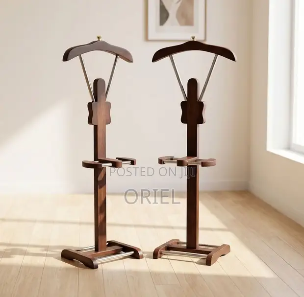 Mahogany Finish Coat Rack Stand - 1