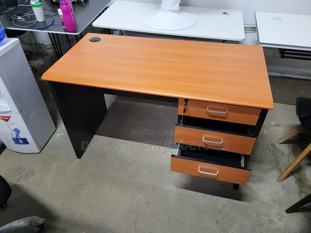 Staff Desk with 3 Drawers - Cherry Brown - 1