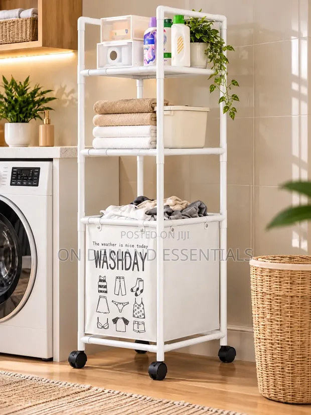 Multi-Functional Home Storage Rack with Hamper - 1