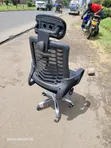 High-Back Adjustable Office Chair with Headrest - Black - 2