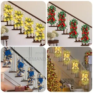 Mapambo ya Krismasi ya Wreath kwa Ajili ya Ngazi na Taa za LED