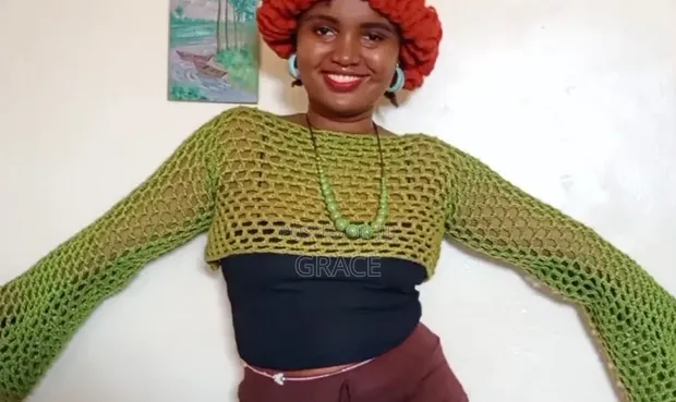 Custom Crochet Shrug - Green - 1