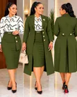 Gauni la Wanawake Linalobana na Tai na Blazer Refu - 1