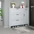 Kikasha cha Viatu cha Mbao Nyeupe chenye Droo - 3