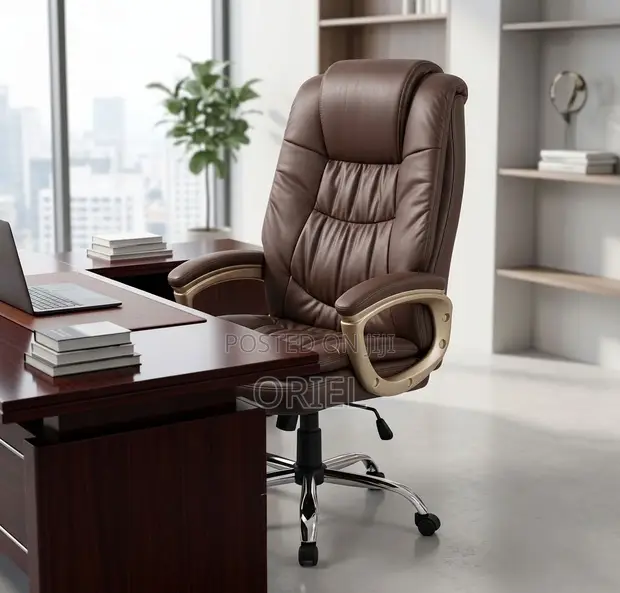 Kiti cha Ofisi cha Brown High-Back Executive - 1
