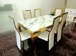 6 Seater Marble Top Dining Set with PU Leather Seats - 2