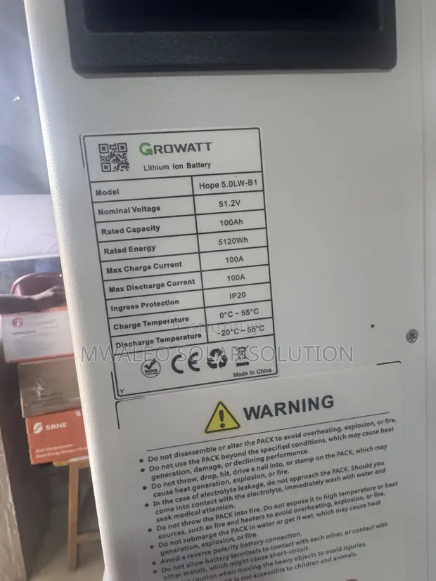 Growatt Lithium Battery 51.2V 100Ah 5.12kWh - 1