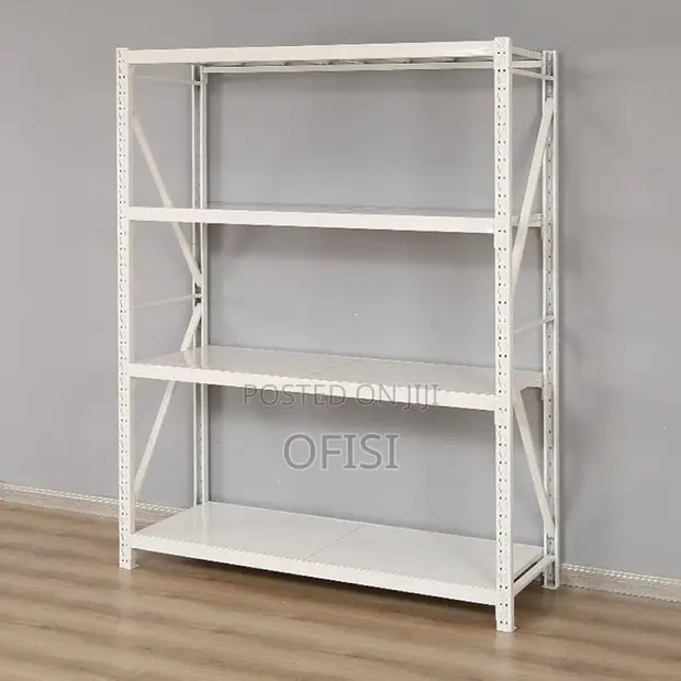 4 Tier White Metallic Shelving Unit - 1