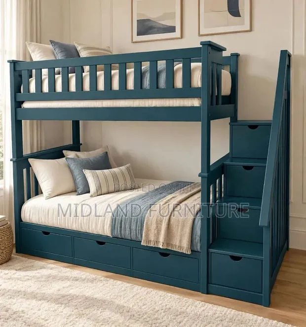 Solid Wood Space-Saving Bunk Bed with Storage - 1