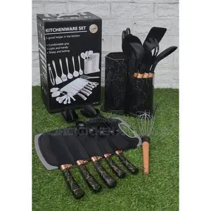 25-Piece Marble Silicone Utensil Set with Knife Set & Chopping Board