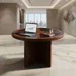 Meza ya Mkutano ya Mbao ya Mahogany ya Mzunguko ya 120cm - 2