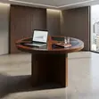 Meza ya Mkutano ya Mbao ya Mahogany ya Mzunguko ya 120cm - 5