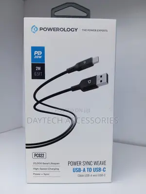 Powerology Kebo ya USB-A hadi USB-C 2M PD 20W