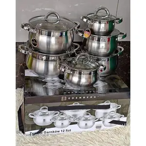 Edenberg 12-Piece Stainless Steel Cookware Set