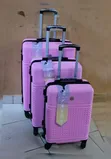 3-Piece Pink Fibre Suitcase Set with Spinner Wheels - 2