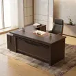 Executive 180cm L-Shaped Office Desk - Brown - 1