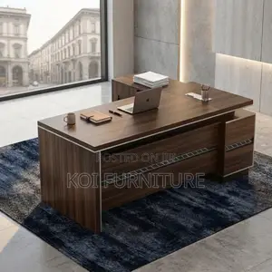 Executive 180cm L-Shaped Office Desk - Brown