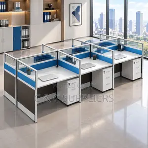 6-Way Imported Blue Workstation Desk