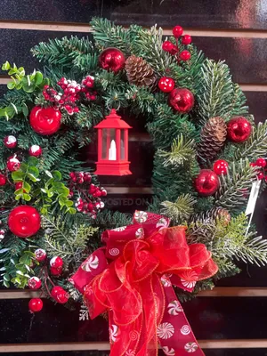 Krismasi Wreath 40cm - Imepambwa