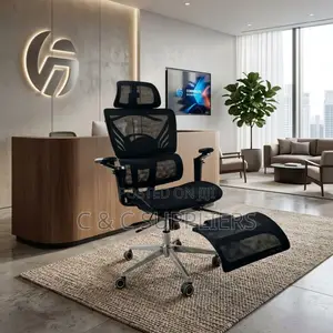 Kiti cha Ergonomic cha Raha chenye Footrest - Nyeusi