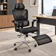 Kiti cha Ergonomic cha Raha chenye Footrest - Nyeusi - 5
