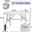 1.8m Foldable Heavy Duty Table - 3