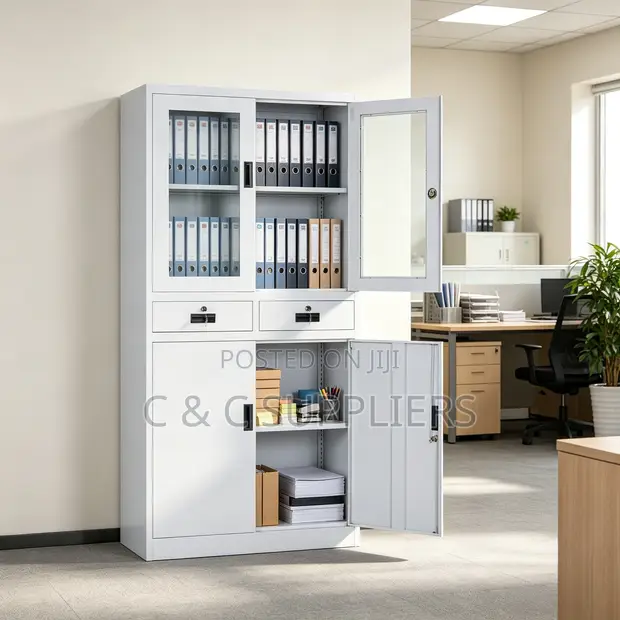 Glass Door Metal Office Storage Cabinet - 1