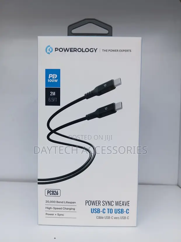 Powerology Power Sync Weave 100W USB-C to USB-C Cable - 1