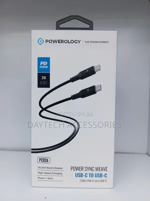 Powerology Power Sync Weave 100W USB-C to USB-C Cable