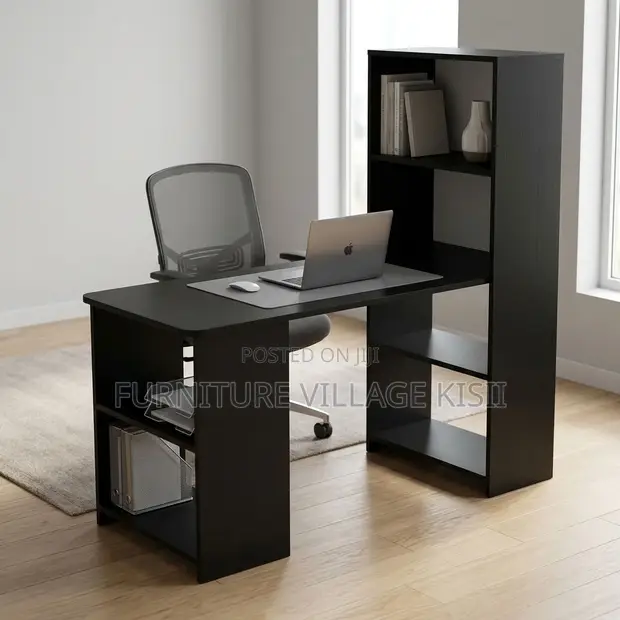 Black Modern Wooden Computer Desk - 1