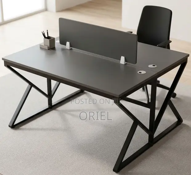 2-Station Modular Office Desk - Nyeusi - 1