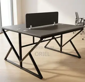 2-Station Modular Office Desk - Nyeusi