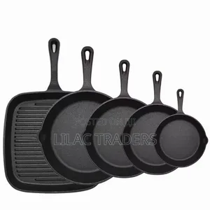 Set ya Vipande 5 vya Cast Iron Skillet na Steak Pan