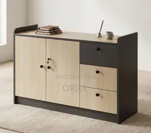 Modern Office Document Storage Credenza - Brown Wood