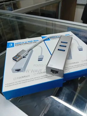 3-Port USB 3.0 Hub kwa Adapta ya Gigabit Ethernet