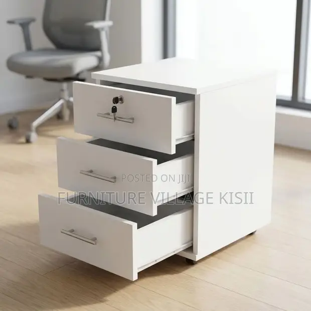3-Drawer White Office Pedestal - 1