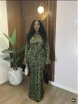 Red Long Sleeve Maxi Dress kwa Wanawake - 3