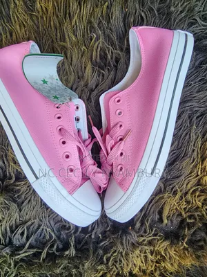 Pink Leather Lace-Up Sneakers - Saizi za Wanawake 38.5-41.5