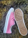 Pink Leather Lace-Up Sneakers - Saizi za Wanawake 38.5-41.5 - 2