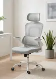 Kiti cha Ofisi cha Ergonomic cha Grey chenye Usaidizi wa Mgongo - 3
