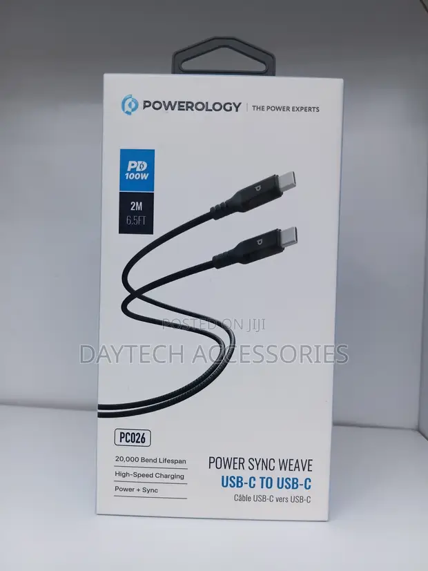 Powerology 100W USB-C to USB-C Cable V3.1 5Gbps 2m - 1