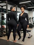 Women's Long Sleeve Jumpsuit - Casual One Piece Outfit - 2