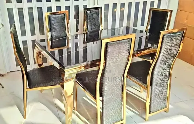 Vintage Style 6-Seater Marbletop Dining Set - 1