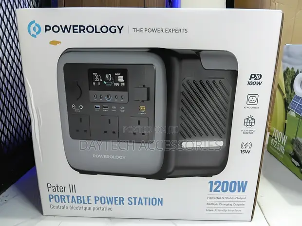 Powerology Pater III Portable Power Station 1200W - Nyeusi - 1